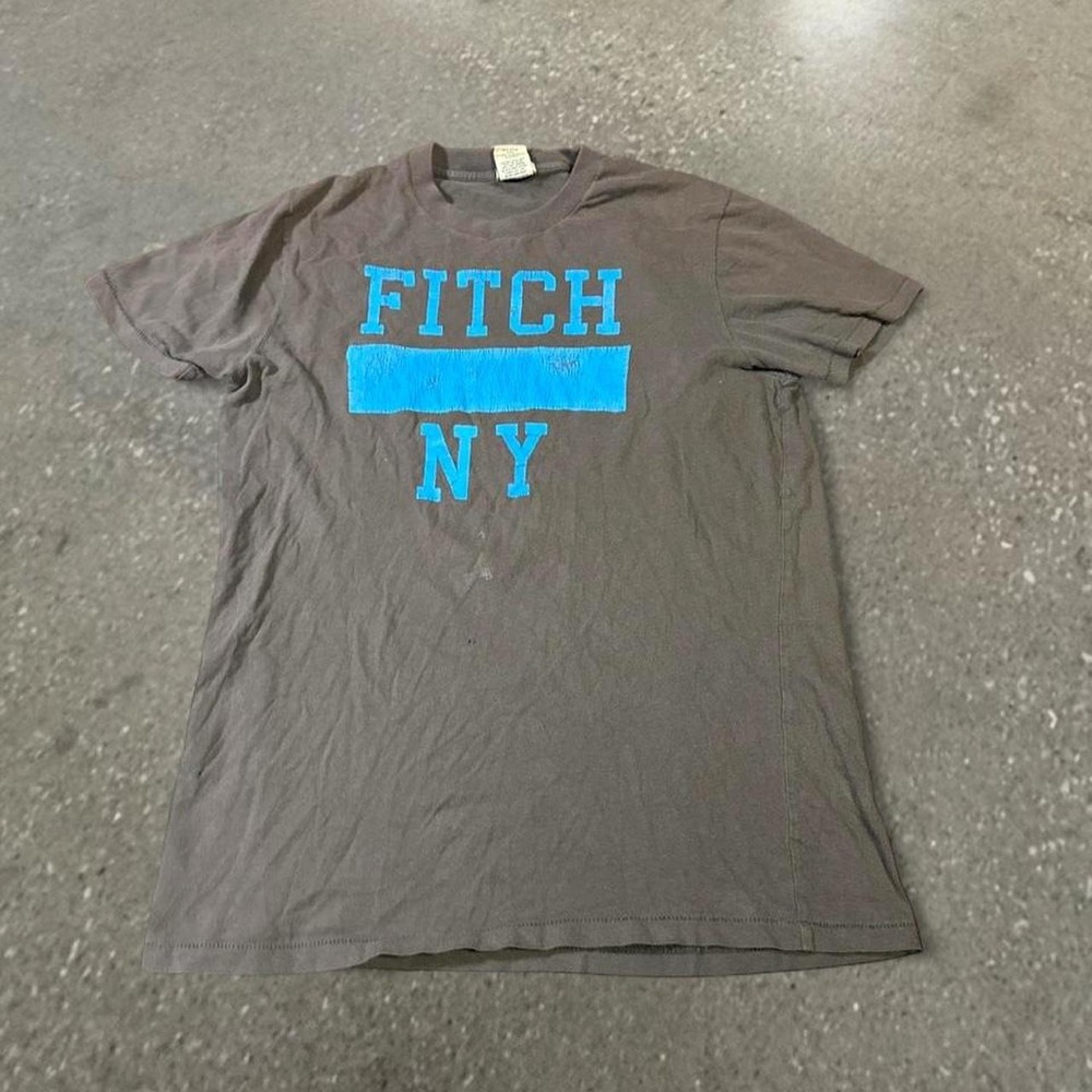 Abercrombie & Fitch Mens XL Muscle Fit Gray FITCH NY Graphic T-Shirt Y2K Vintage